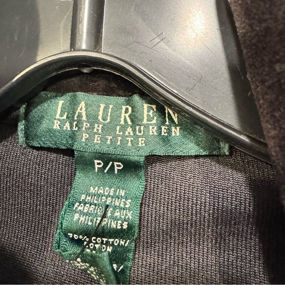 LAUREN RALPH LAUREN Black Gold Tone Hdwr Women’s Velvet Jacket Size PP Petite - Picture 3 of 10